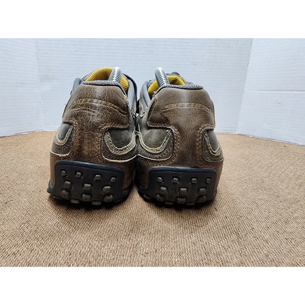 Skechers Leather Bicycle Toe Sneaker Shoes Brown Walking Athletic Mens 11